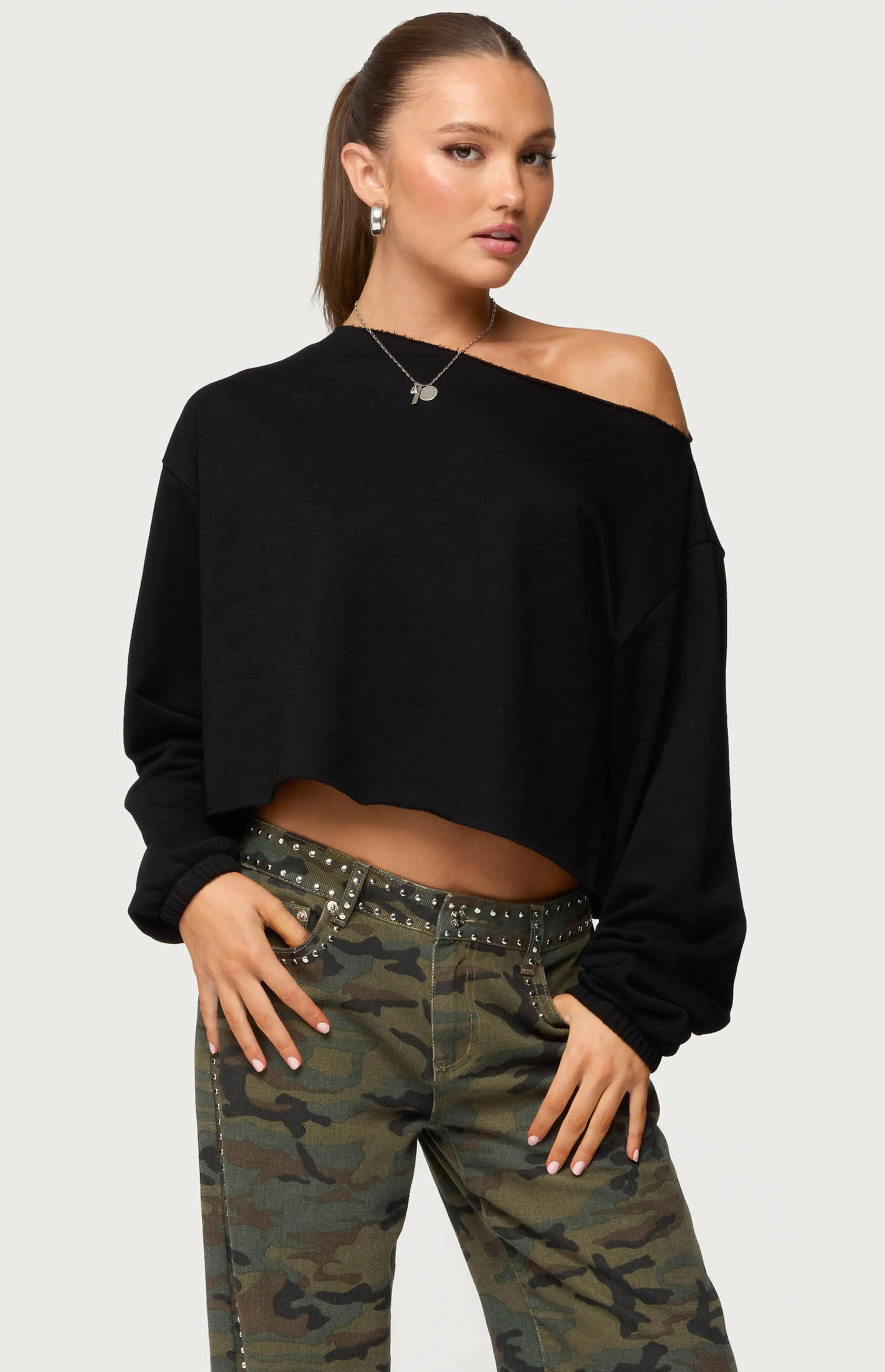 Edikted Aveline Off Shoulder Light Sweatshirt | PacSun