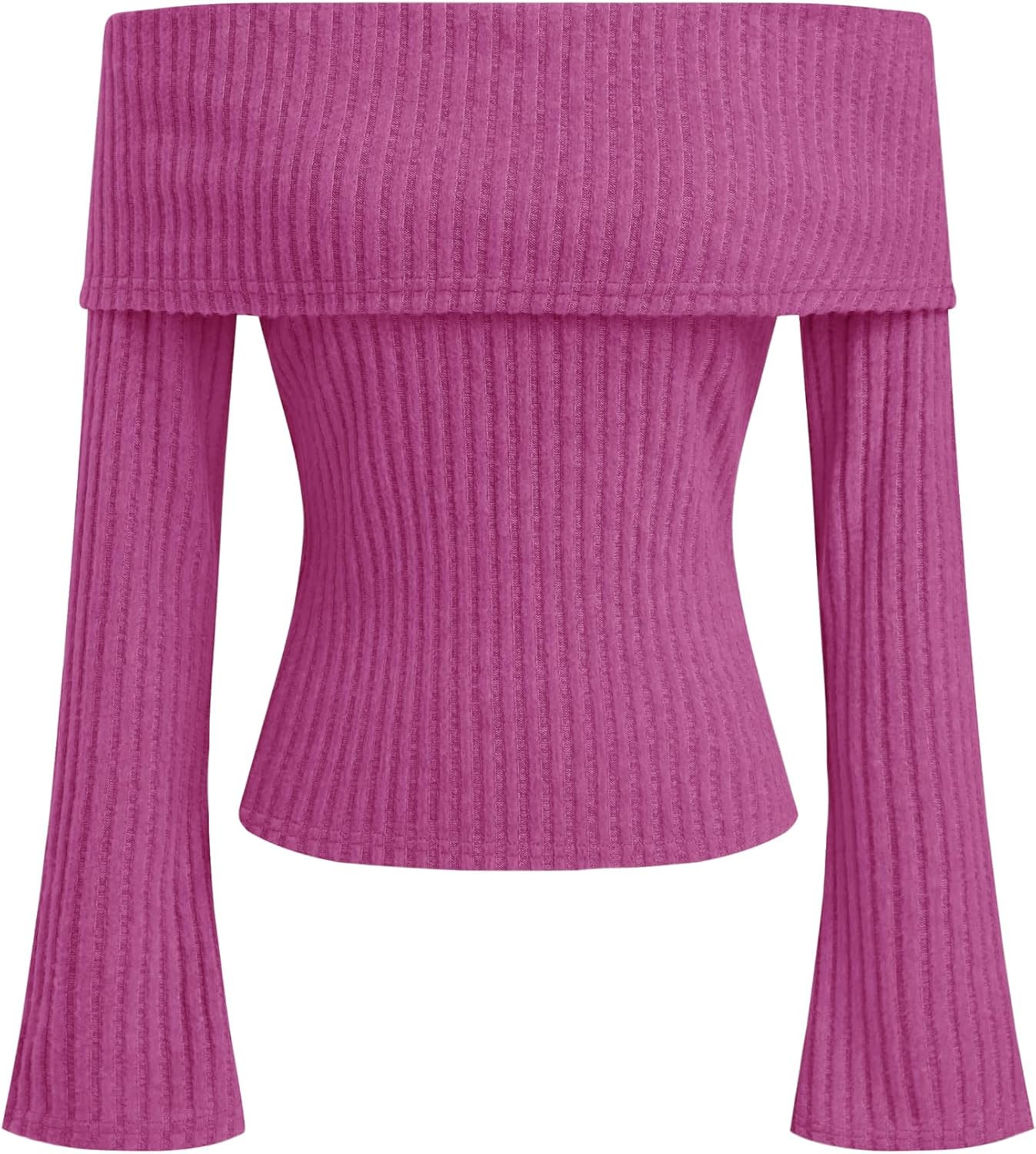 CIDER Off The Shoulder Tops for Women Long Sleeve Going Out Y2K Tops Knit Pullover Fall Outfits Trendy | Amazon (US)