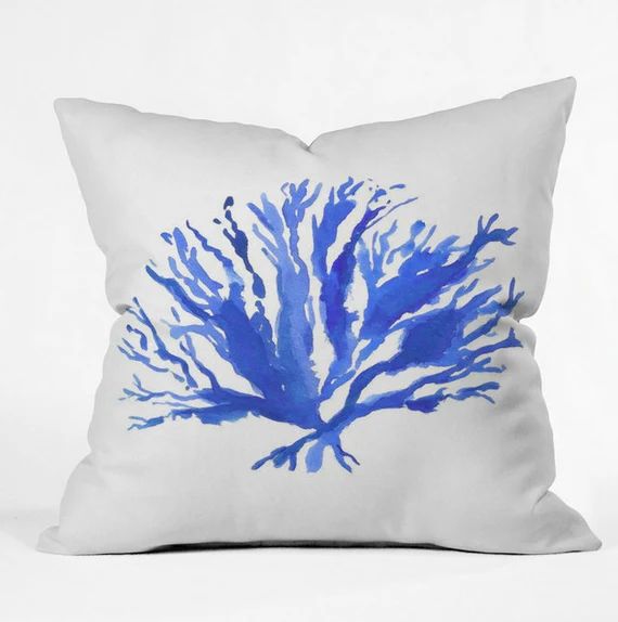 Sea Coral in Cobalt Throw Pillow  Coastal Beachy Pillows | Etsy | Etsy (US)