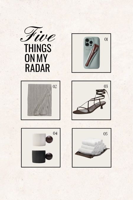 Five things on my radar 👀

1. RHODE Lip case-chic for summer, and comes in SO many cute colors 
2. Striped table cloth-there’s something about stripes, and tablescapes for summer
3. Strappy sandals-the perfect sandals to style with shorts, skirts, dresses and trousers 
4. Aesthetic mugs-need I say more 🫶🏻
5. Luxurious Turkish towels-I buy fresh towels every summer, when I do the most entertaining. Place them inside a heated towel warmer, and after your guests wash their hands, they’ll enjoy a mini spa moment (thank me later beauties) 

Hiii, lovely! Follow my shop @TheChiccEdit to shop this post, and get my exclusive app-only content! So glad you're here!

Ltkfind, Itkmidsize, Itkover40, Itkunder50, Itkunder100, chic, aesthetic, trending, stylish, minimalist style, affordable, home, decor, spring fashion, ootd, spring style, spring home, spring outfit, interior design, beauty, budget, summer outfit, summer style, summer fashion, outfit, dupe, look for less, y2k, Amazon, Amazon fashion, Amazon finds 

#LTKHome #LTKStyleTip #LTKShoeCrush