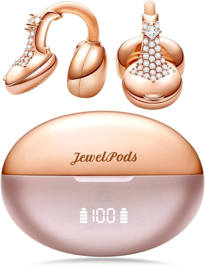 JewelPods C3 Wireless Bluetooth Earbuds, Jeweled Open-Ear Headphones, Pink | Ultra-Light Memory W... | Amazon (US)