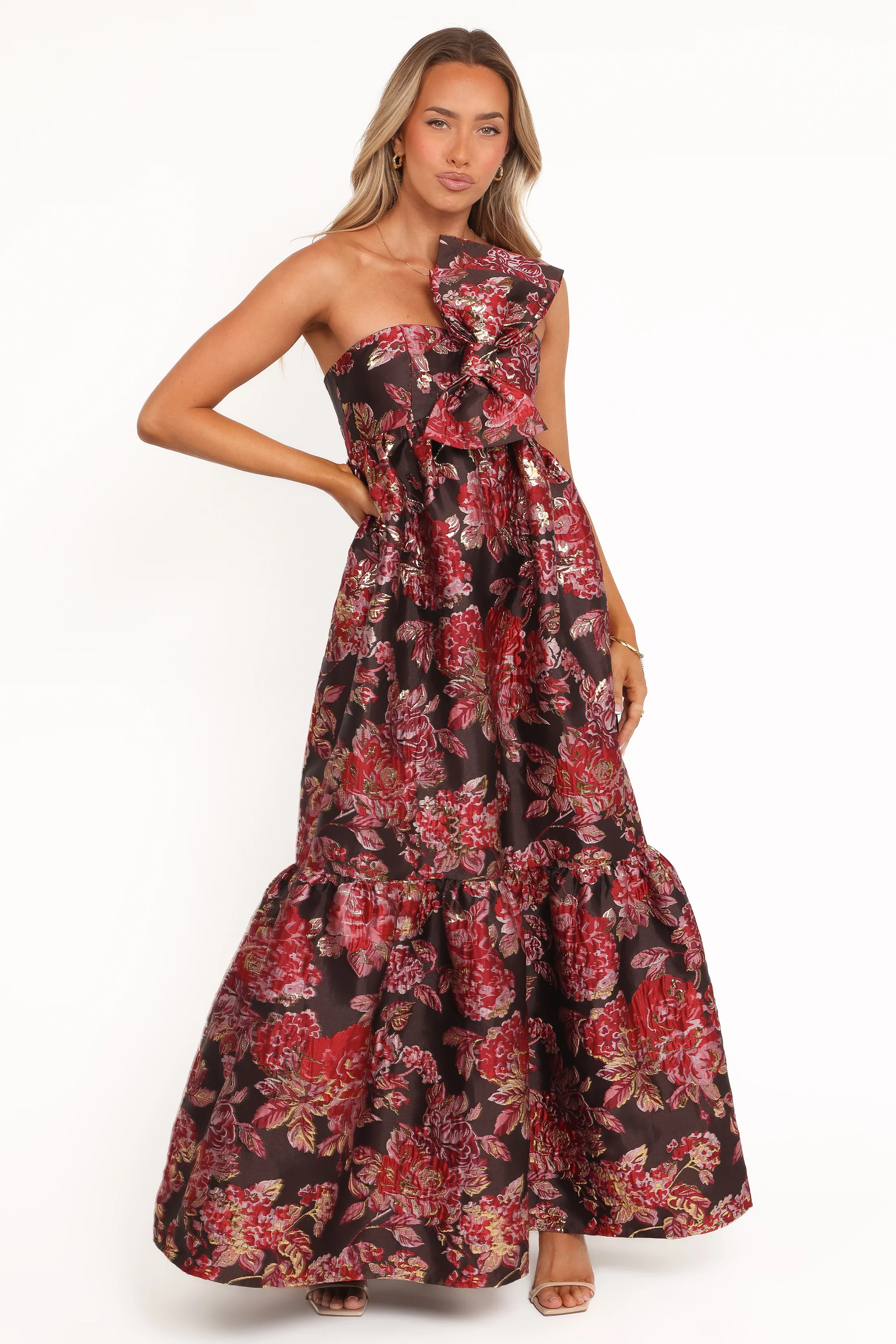 Betina Bow Front Maxi Dress - Brown Floral | Petal & Pup (US)