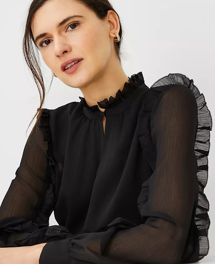 Ruffle Split Neck Top | Ann Taylor | Ann Taylor (US)