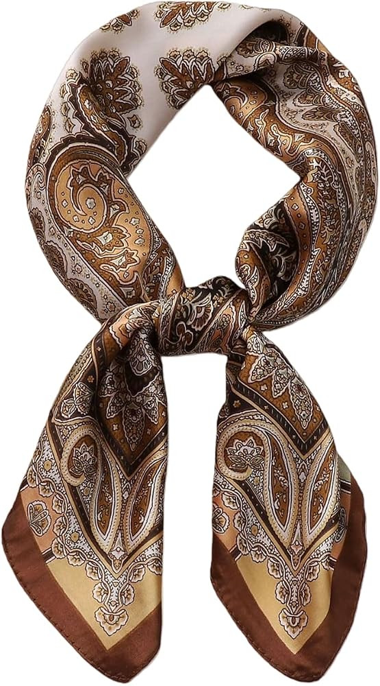 27" Paisley Silky Satin Head Hair Scarf Square Bandanas Headscarf Wrap for Women Bag Purse Scarf ... | Amazon (US)