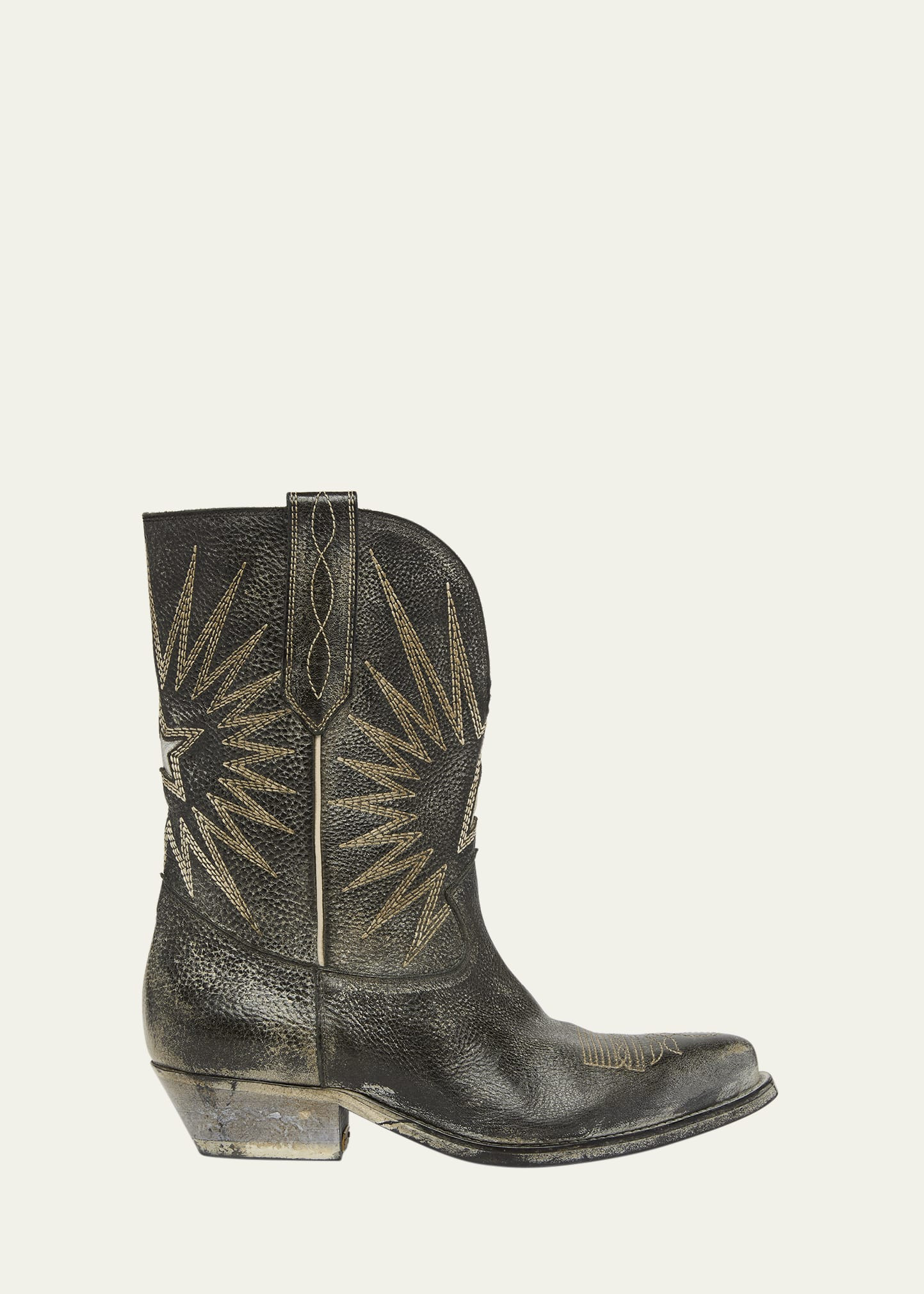 Golden Goose Wish Star Embroidered Leather Cowboy Boots | Bergdorf Goodman