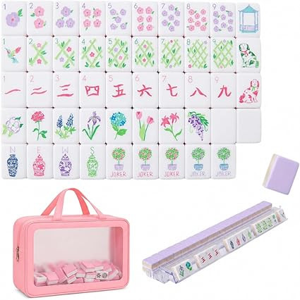 4 Layer Mahjong Tiles, 160 Premium American Mahjong Tile Set, Acrylic Engraved Easy-to-Read Tiles... | Amazon (US)