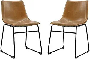 Walker Edison Douglas Urban Industrial Faux Leather Armless Dining Chairs, Set of 2, Whiskey Brow... | Amazon (US)