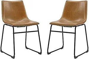 Walker Edison Douglas Urban Industrial Faux Leather Armless Dining Chairs, Set of 2, Whiskey Brow... | Amazon (US)