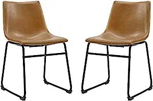 Walker Edison Douglas Urban Industrial Faux Leather Armless Dining Chairs, Set of 2, Whiskey Brow... | Amazon (US)