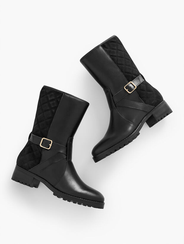 Tish Belted Boots - Quilted Leather | Talbots