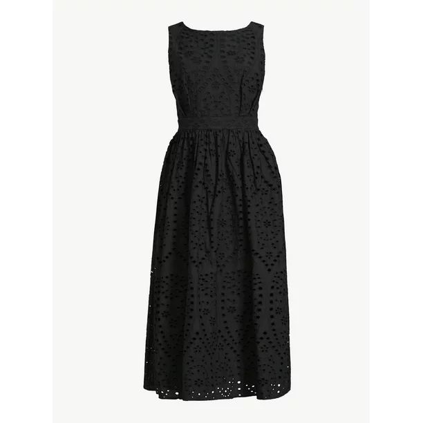 Scoop Women's Eyelet Midi Dress | Walmart (US)