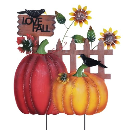 hogardeck Fall Decorations for Home Outdoor, Decorative Garden Stakes with Pumpkins for Fall Decor, Metal Yard Sunflower Signs for Garden Home Lawn Patio Thanksgiving Decorations | Amazon (US)