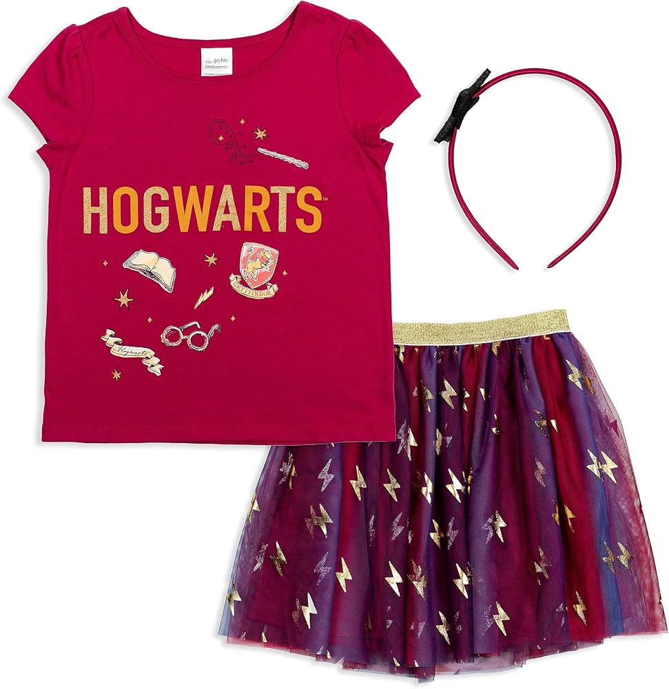 Harry Potter Hogwarts 3 Piece Outfit Set: T-Shirt Skirt Headband | Amazon (US)