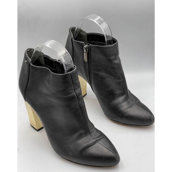 Circus X Sam Edelman Bond Black Leather Metallic Heel Booties Size 6.5 | Poshmark