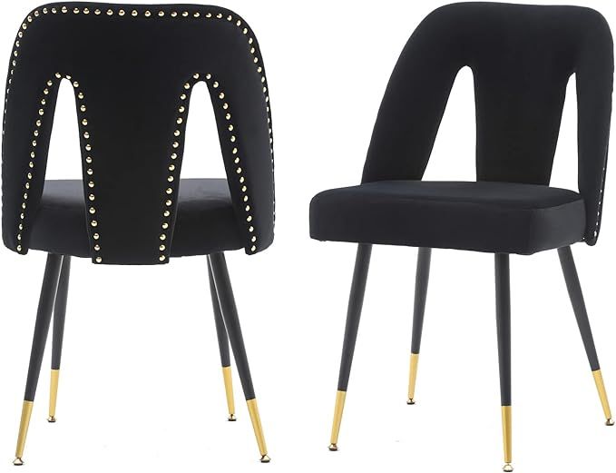 Amazon.com - AOOWOW Modern Dining Chairs Set of 2, Velvet Upholstered Side Chairs with Nailheads ... | Amazon (US)