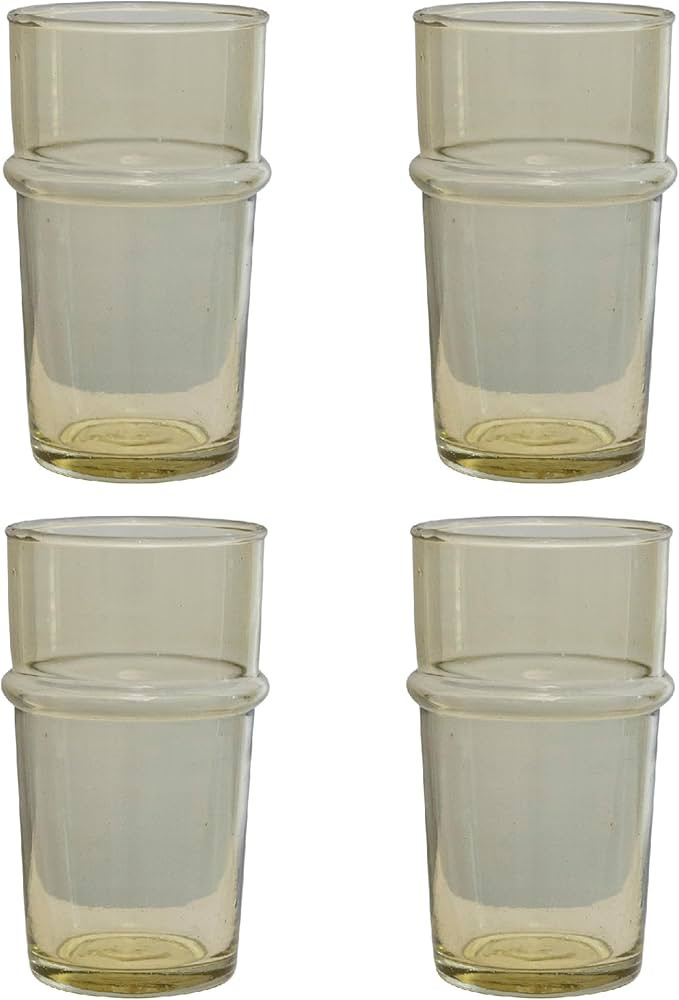Creative Co-Op Modern Embossed, Set of 4, Chartreuse Drinking Glass, Yellow | Amazon (US)
