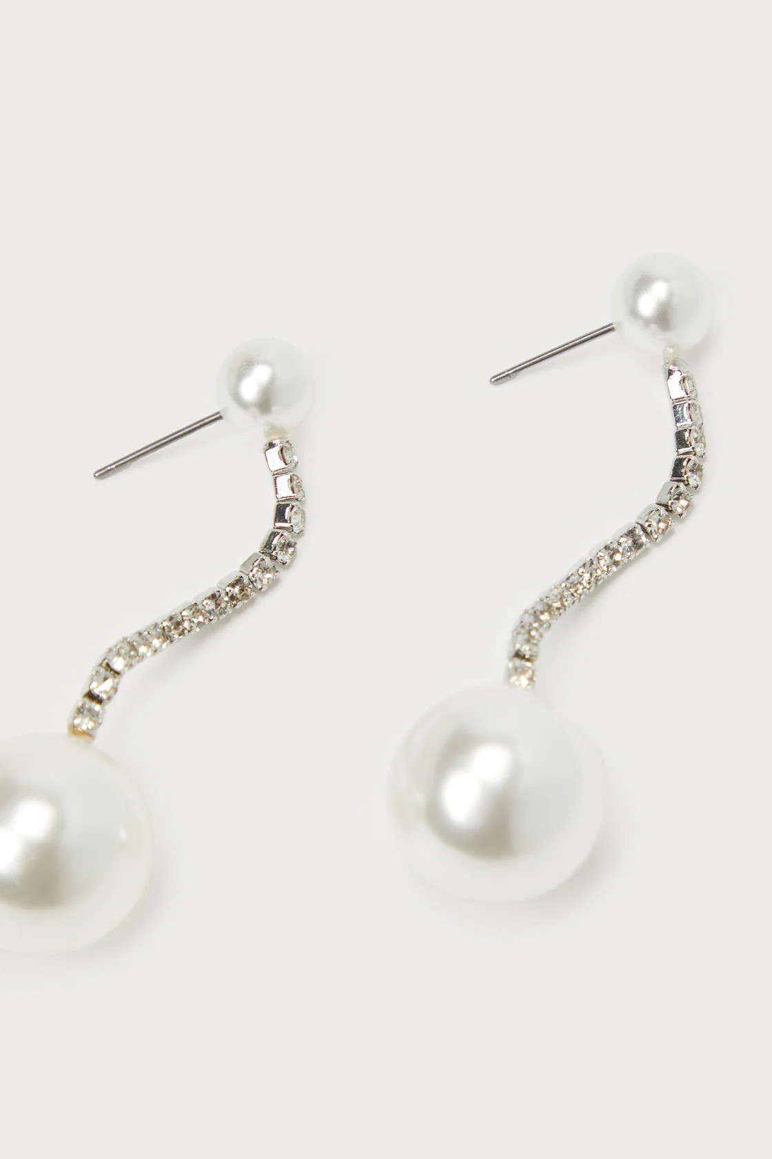 Stunning Design Silver Pearl Rhinestone Drop Earrings | Lulus (US)