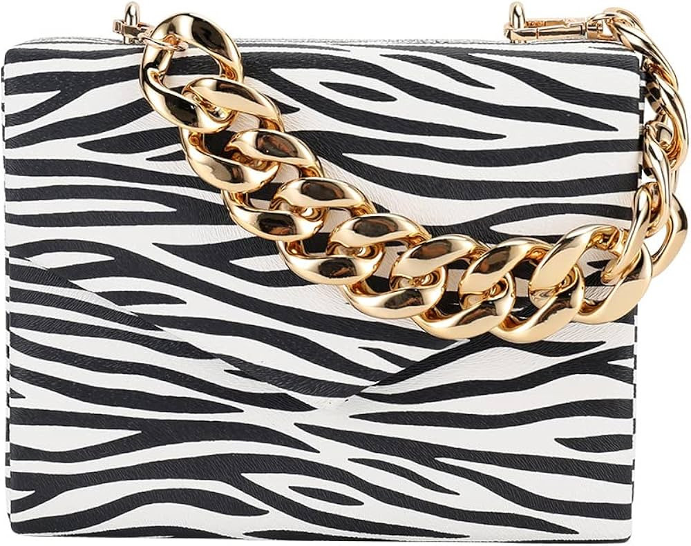 LUOZZY Women Clutch Bag Zebra Print Clutch PU Leather Shoulder Bags with Buckle Flap Over Chain S... | Amazon (US)