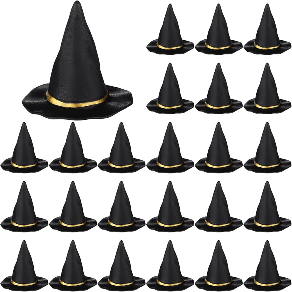 24 Pcs Mini Halloween Witch Hats for Crafts Small Halloween Plastic Tiny Witch Hats Bulk for DIY ... | Amazon (US)