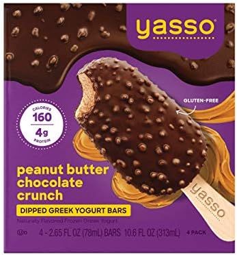 Yasso Dipped Greek Yogurt Bars Peanut Butter Chocolate Crunch, 4-Count Box (Case of 8) | Amazon (US)