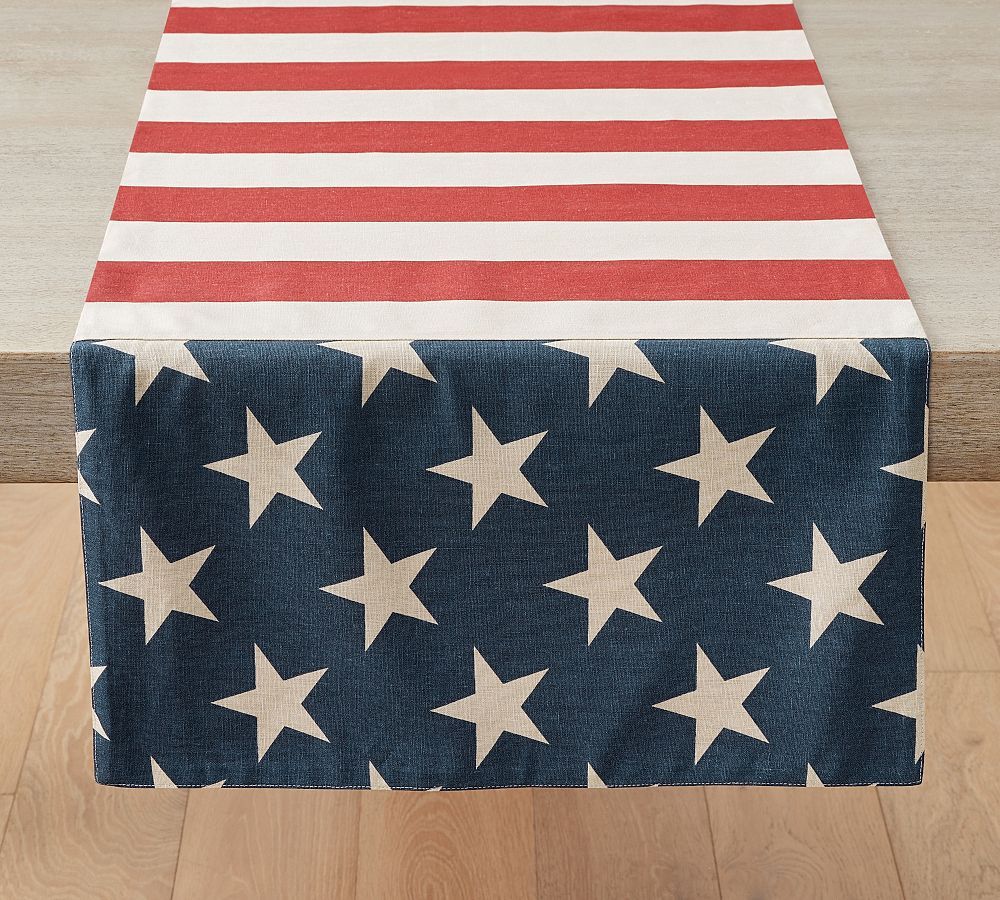 American Flag Cotton/Linen Table Runner | Pottery Barn (US)