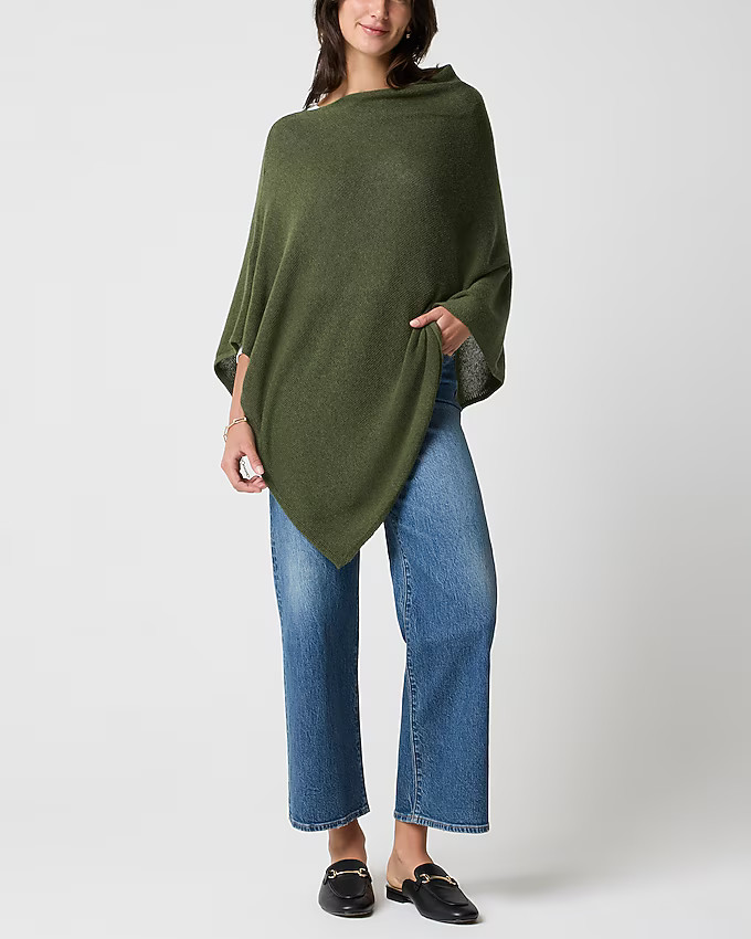 Cotton-blend triangle sweater poncho | J.Crew Factory