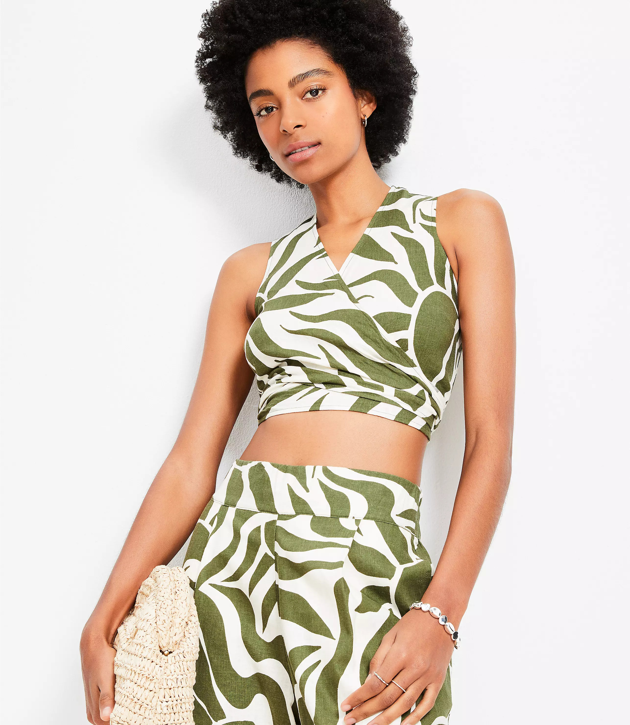 LOFT Beach Sunny Linen Blend Tie Front Top | LOFT