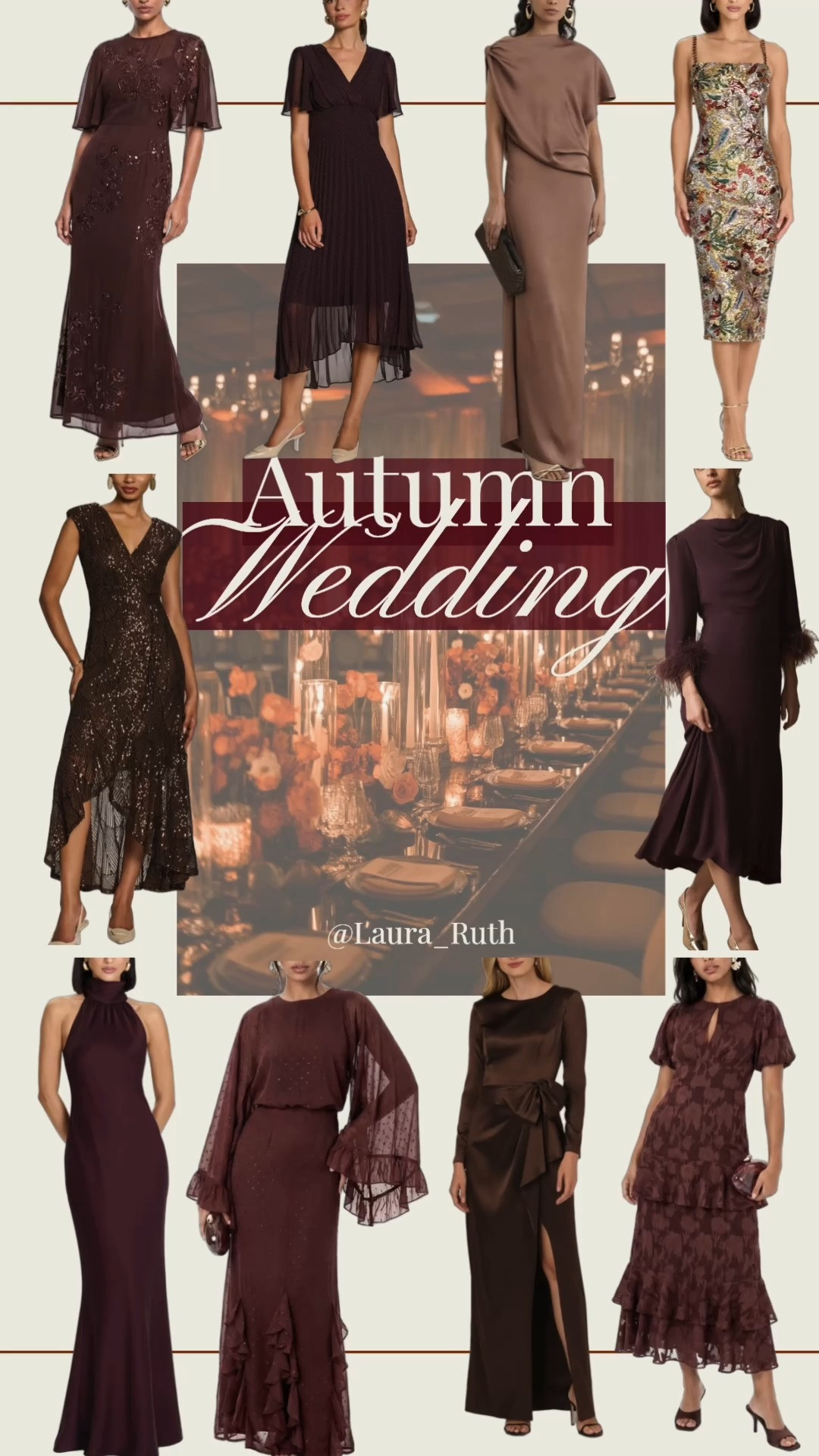 Shades of Chocolate Brown, Burgundy and Gold Autumn Wedding Guest Dresses 🤎🍷✨🍫 The shades that are  perfect for autumn & winter weddings. Elegant, timeless and so easy to accessorise.  

 #LTKautumn #LTKwedding #LTKdresses