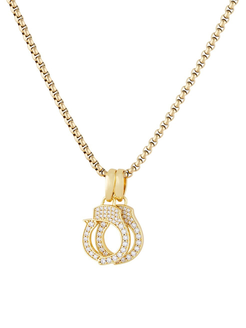 18K Gold-Plated & Cubic Zirconia Handcuff Pendant Necklace | Saks Fifth Avenue