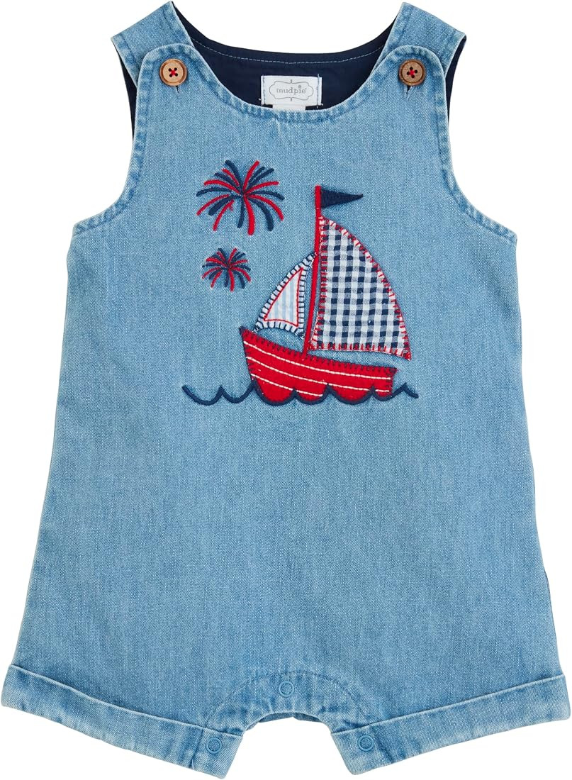 Mud Pie Unisex Baby Baby Boy Sailboat Denim Jon Jon; | Amazon (US)
