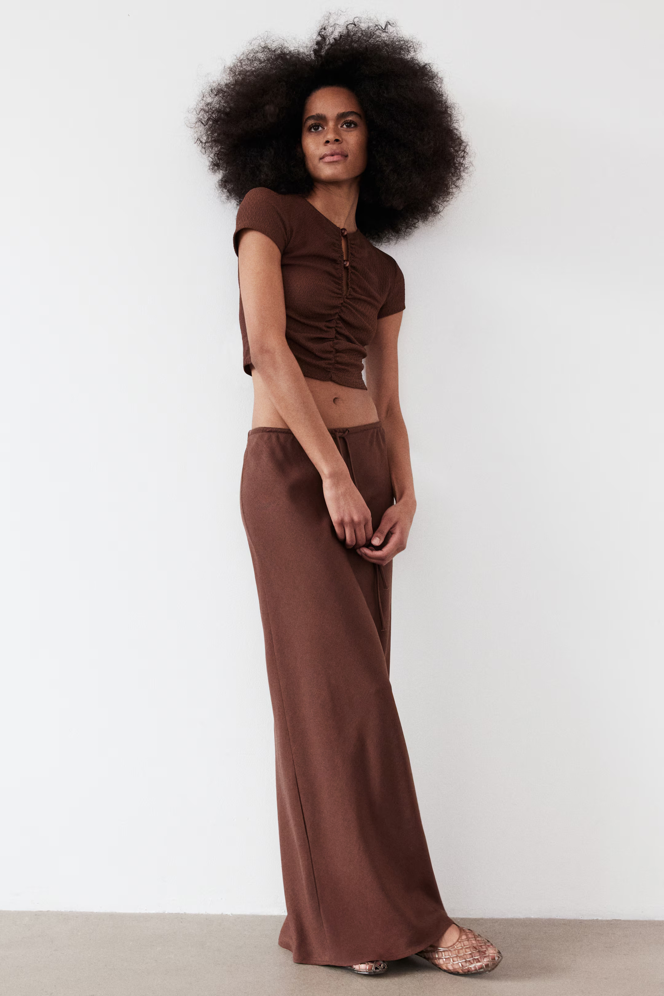 Bead-detail ruched top | H&M (UK, MY, IN, SG, PH, TW, HK)