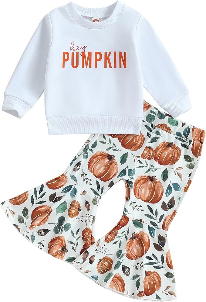 MAINESAKA Infant Baby Girl Halloween Clothes Fall First Pumpkin Letter Long Sleeve Knit Sweatshir... | Amazon (US)