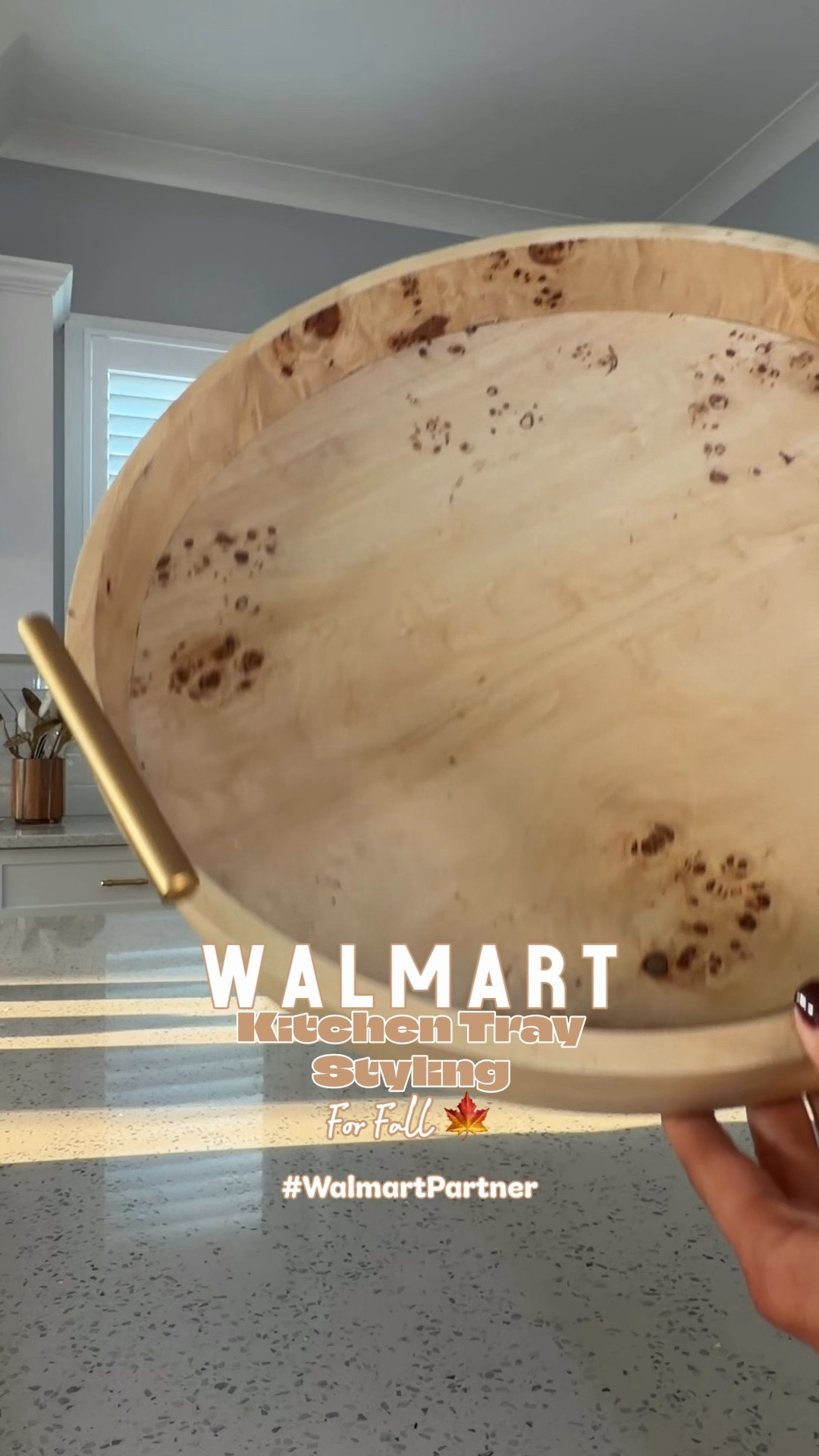 #walmartpartner This little @Walmart kitchen island tray refresh is giving me all the cozy fall feels 🍂🤎 I love keeping a decorative tray on our kitchen island and switching out the styling with seasonal touches throughout the year! For fall, I added warm autumn faux leaves, a textured white vase, gold pumpkin decor, and the cutest little amber glass pumpkin candle for an easy, elevated look. And the best part—everything I purchased on Walmart! Such an affordable way to bring cozy fall home decor into the kitchen without completely changing your space.

#walmart #WalmartHome #WalmartFinds #Ltkhome

#LTKSeasonal #LTKHome