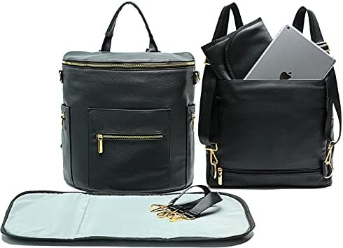 Leather Diaper Bag Backpack by Miss Fong, Baby Bag,Backpack Diaper Bag with Changing Pad,Wipes Po... | Amazon (US)