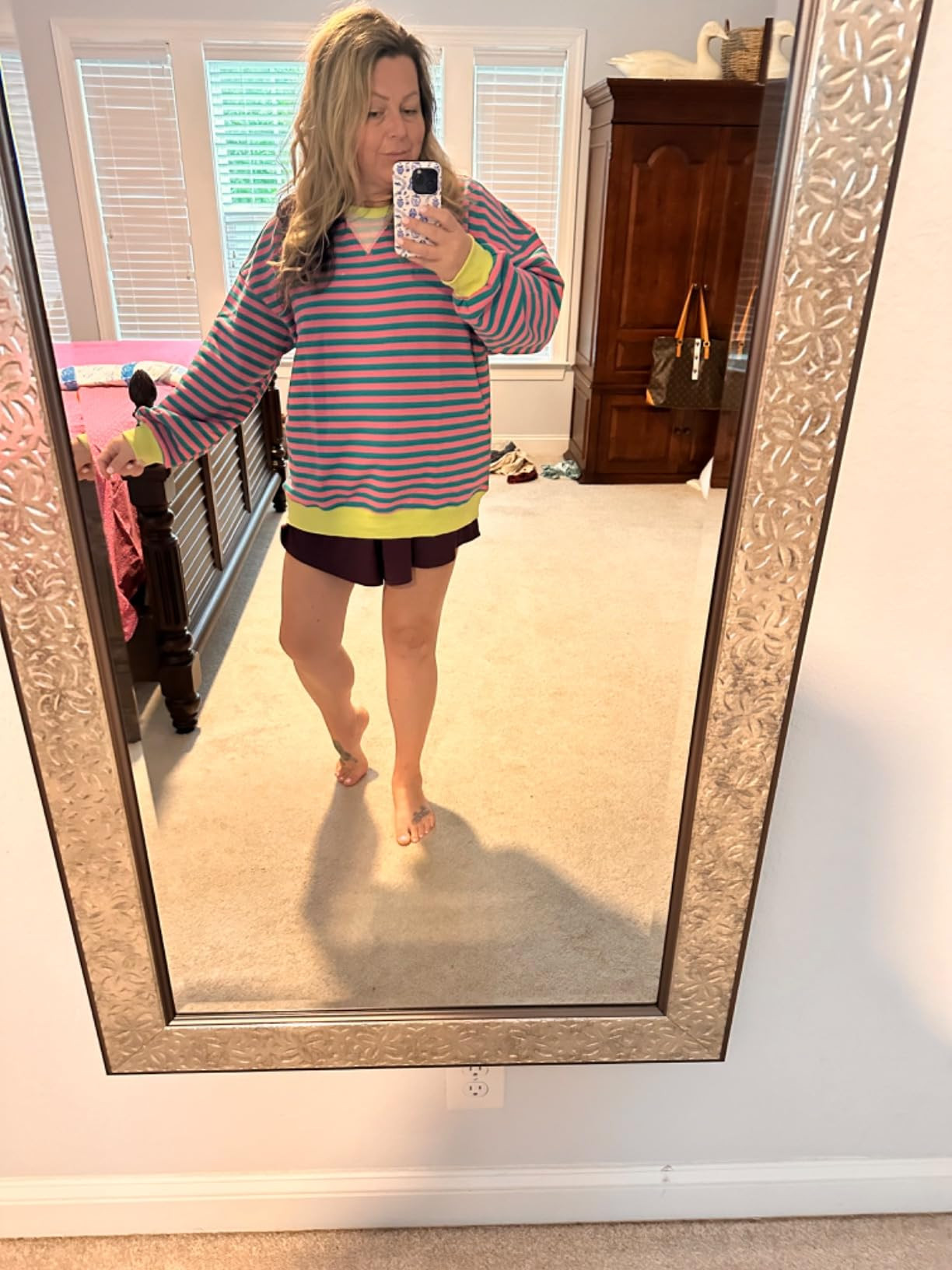 ANRABESS Women Striped Oversized Sweatshirt Long Sleeve Crewneck Hoodies Shirts 2024 Fall Pullove... | Amazon (US)