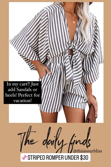 Striped romper from amazon! Vacation outfit, spring outfit! 

#LTKunder50 #LTKFind #LTKstyletip