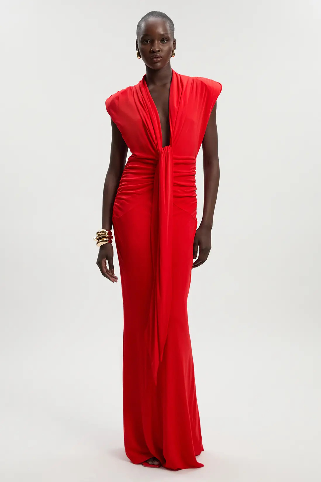 Dresses | Plunge Ruched Twist Jersey Maxi Dress | KarenMillen | Debenhams UK