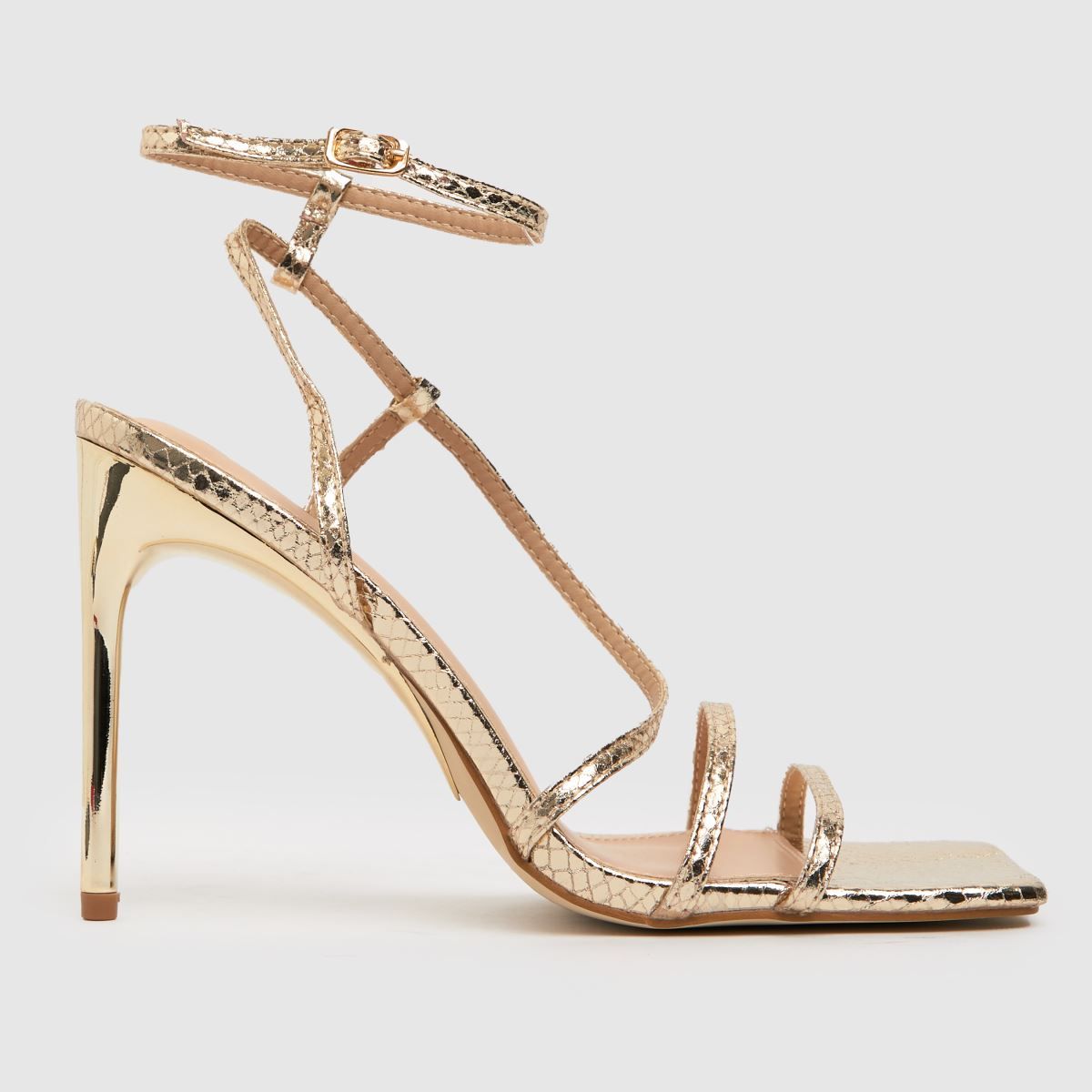 schuh gold santi croc strappy stiletto high heels | Schuh Ireland