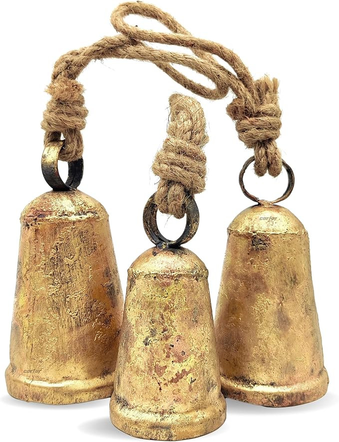 Shabby Chic Set of 3 Country Rustic Style Cone Bells Handmade Metal Harmony Christmas Hanging Dec... | Amazon (US)