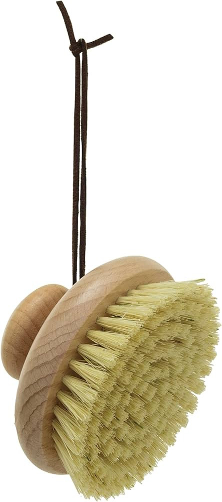 Creative Co-Op Beech Wood Body Brush with Round Handle and Leather Tie, Natural | Amazon (US)
