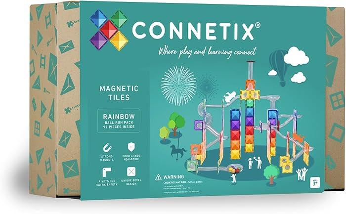 Connetix Magnetic Tiles Rainbow Ball Run Pack, 92 Pieces | Amazon (US)