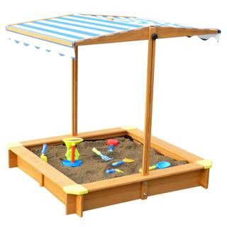 3.83 ft. x 3.83 ft. x 3.83 ft. Sandbox with Canopy | The Home Depot