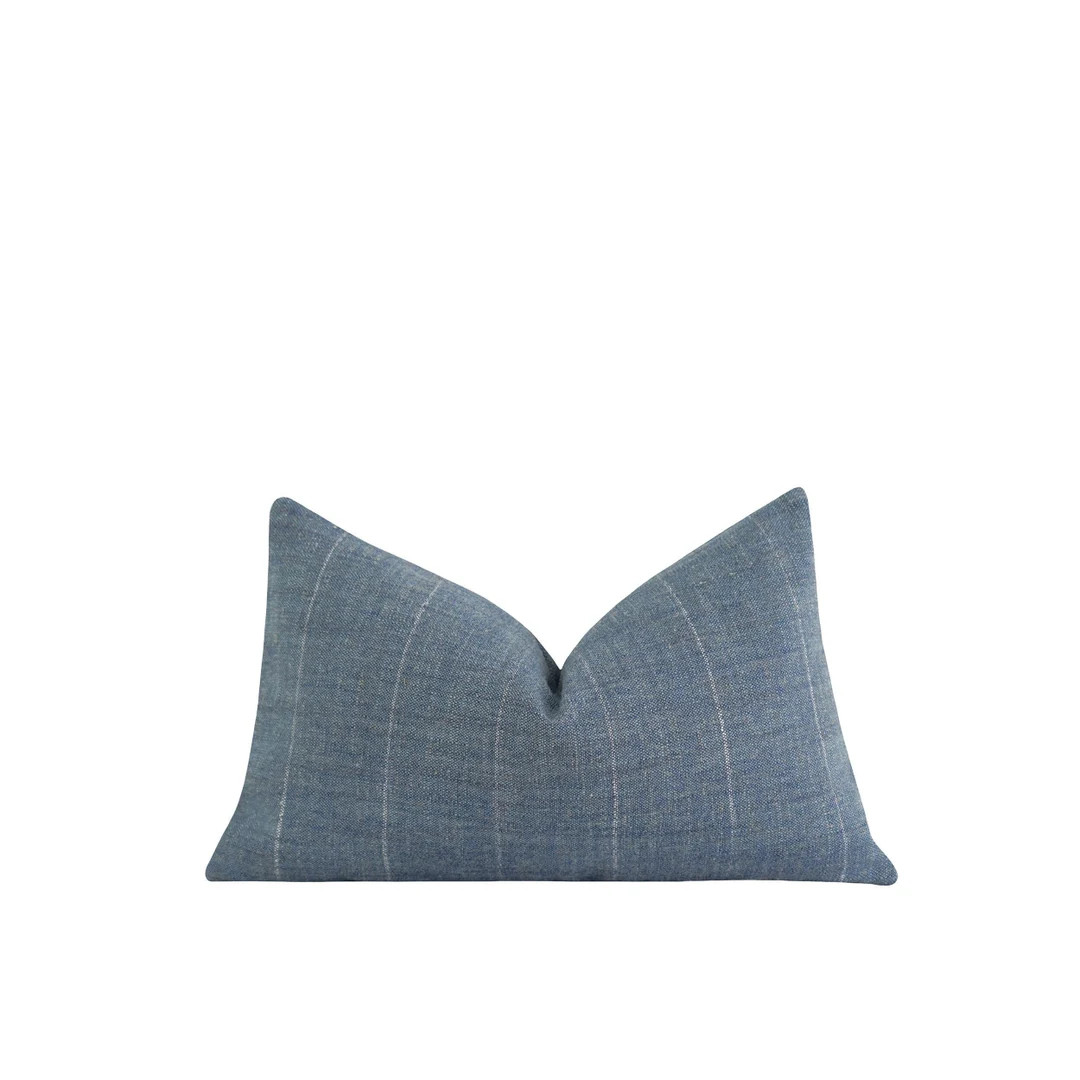 Chic Blue and Ivory Stripe Pillow Cover - Decorative Woven Pillow Cover - Denim Stripe Pillow Cov... | Etsy (US)