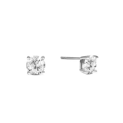 Round Solitaire Stud Earrings 1ct (Silver) | Abbott Lyon