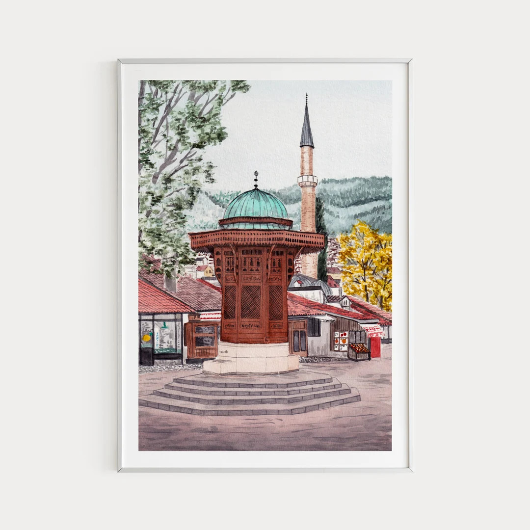 Bosnia Print, Sarajevo Art, Watercolor Print, Bosnia Wall Art, Bosnia Painting, Bosnia Printable ... | Etsy (US)