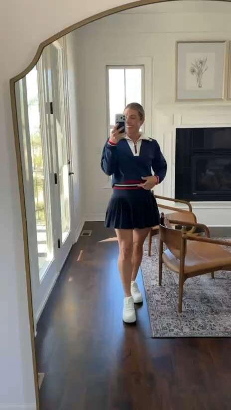 This outfit is giving country club chic vibes! A pleated skirt made for tennis or golf with the dreamiest sweatshirt set for breezy spring days. 🎾☁️🤍
#ltkstyle #springfashion #sportychic #pleatedskirt #countryclubstyle #golfoutfit #tennislook #casualluxe #fashioninspo #styledaily 

 #LTKootd #LTKActive