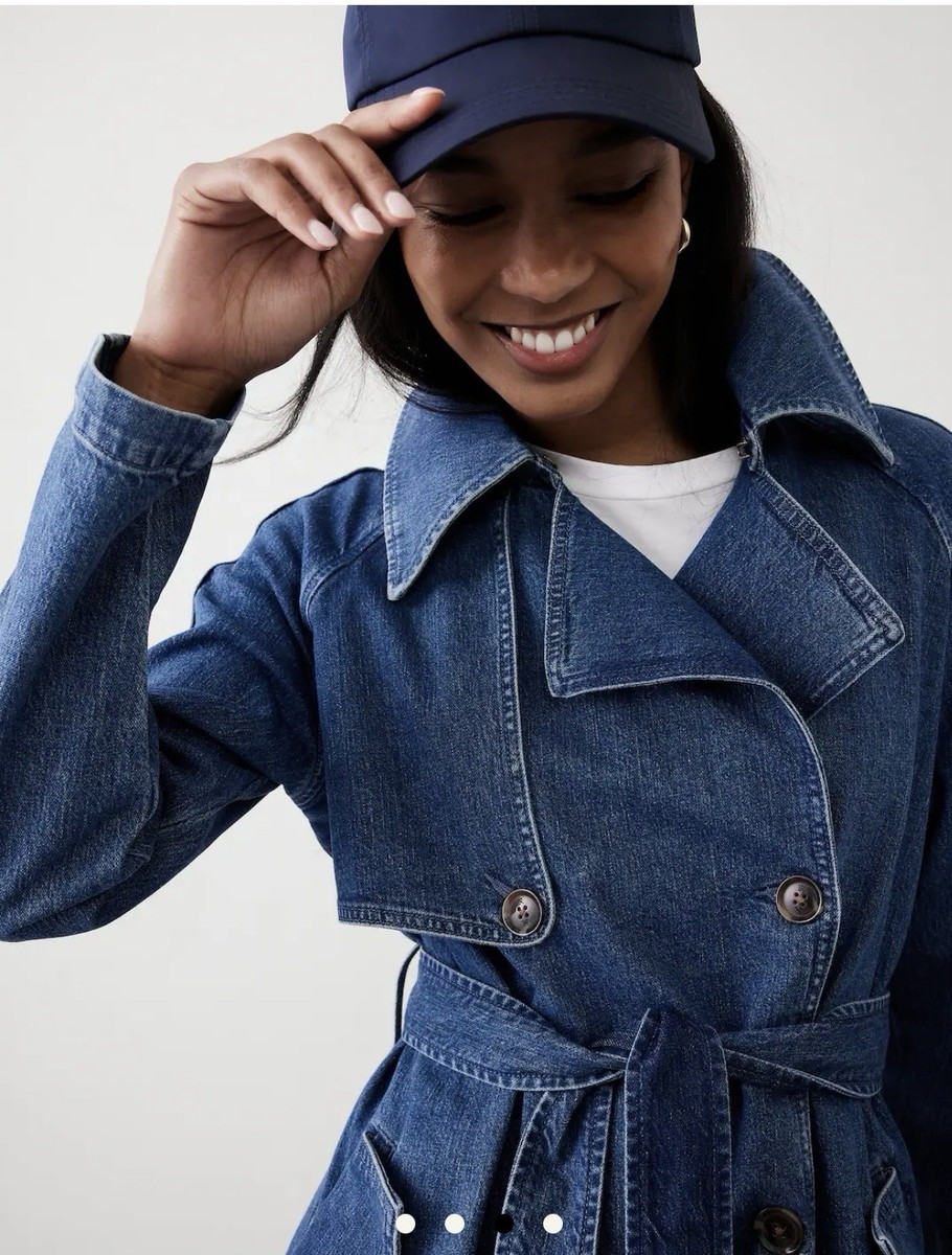 New Banana Republic Denim Waist Tie Sash Trench Coat Jacket Size Medium  | eBay | eBay US