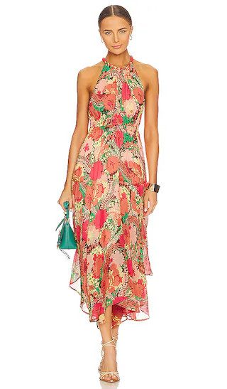 Ellie Dress in Bronze & Agave Multi | Red Floral Dress | Red Cocktail Dress | Red Dress Code | Revolve Clothing (Global)