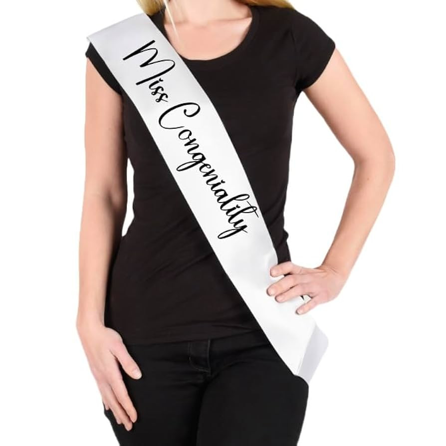 Miss Congeniality Sash for Women – Customizable Satin Sash (White) | Amazon (US)