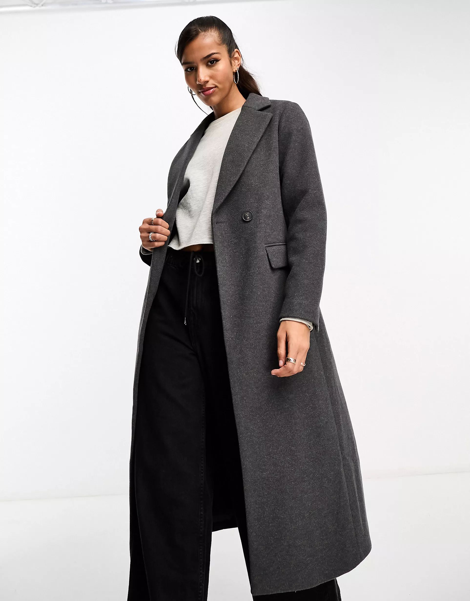 New Look longline formal coat in grey | ASOS (Global)